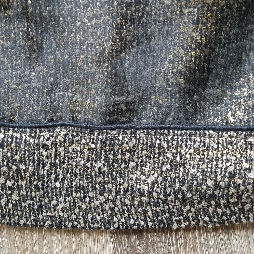 Ann Taylor LOFT Black Gold Metallic Overlay Skirt - Picture 3 of 5